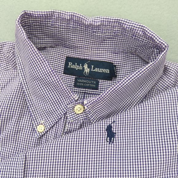 Ralph Lauren Other - Vtg Ralph Lauren Shirt Mens 16.5‎ 34/35 Yarmouth Purple Gingham Button Down Pony